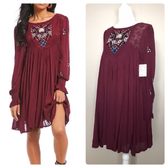 Free People Dresses & Skirts - FREE PEOPLE Mohave Embroidered Boho Mini Dress NWT